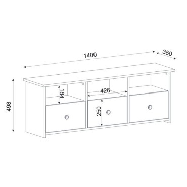 Έπιπλο τηλεόρασης Mahen Megapap χρώμα sapphire oak 140x35x49,8cm 1 τεμ.