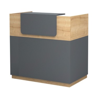 Γραφείο υποδοχής - reception Lemmon Megapap χρώμα φυσικό οξιάς - ανθρακί 120x70x110εκ.