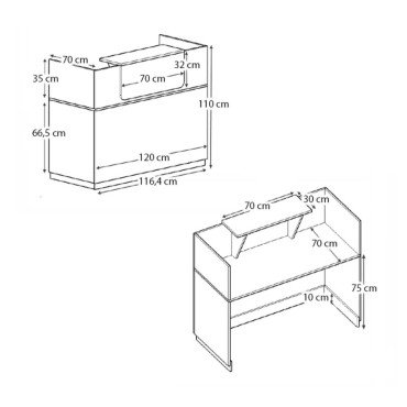 Γραφείο υποδοχής - reception Lemmon Megapap χρώμα φυσικό οξιάς - ανθρακί 120x70x110εκ.