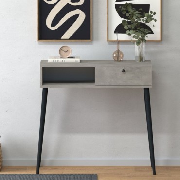 Κονσόλα Napoli Megapap χρώμα γκρι ρετρό 90x29x88cm 1 τεμ.