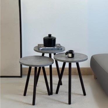 Βοηθητικά τραπεζάκια Roma Megapap χρώμα γκρι ρετρό - 33x33x46cm 3 τεμ.