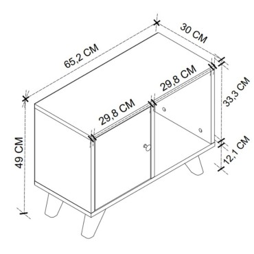 Κομοδίνο Rico Megapap χρώμα λευκό 65,2x30x49cm 1 τεμ.