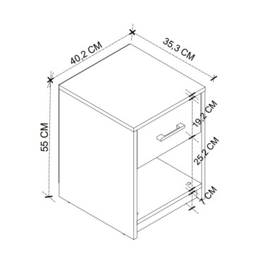 Κομοδίνο Scoty Megapap χρώμα sapphire oak 40,2x35,3x55cm 1 τεμ.