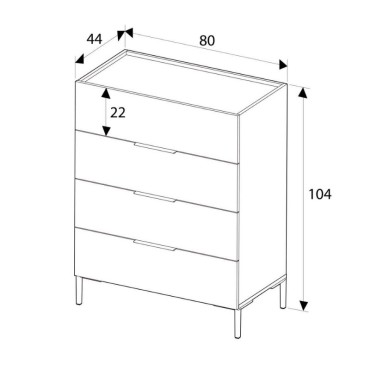 Συρταριέρα Oryana Megapap χρώμα καρυδί 80x44x104cm 1 τεμ.