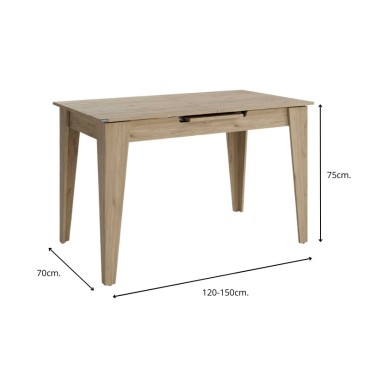 Τραπέζι Trendline Megapap επεκτεινόμενο χρώμα oak 120/150x70x75cm 1 τεμ.