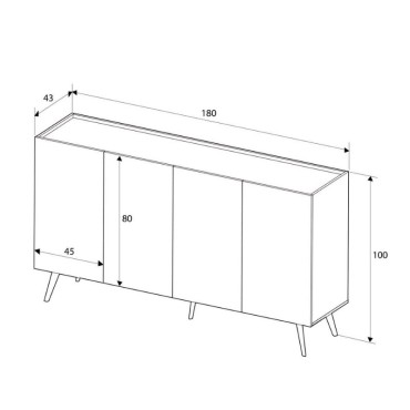 Μπουφές Luna Megapap χρώμα florida oak 180x43x100cm 1 τεμ.