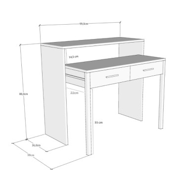 Κονσόλα - Γραφείο εργασίας Nena Megapap χρώμα λευκό 99x36/58x88cm 1 τεμ.