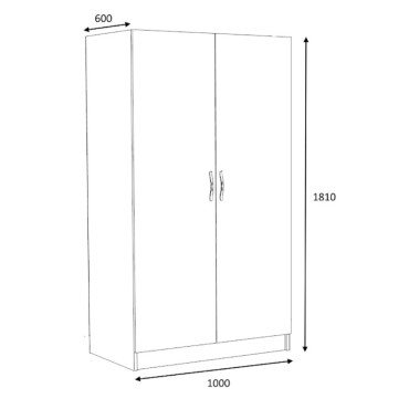 Ντουλάπα ρούχων Victoria Megapap δίφυλλη χρώμα λευκό 100x60x181cm 1 τεμ.