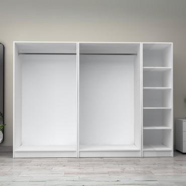 Ντουλάπα ρούχων Victoria Megapap πεντάφυλλη χρώμα λευκό 250x60x181cm 1 τεμ.