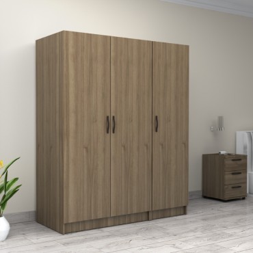 Ντουλάπα ρούχων Victoria Megapap τρίφυλλη χρώμα καρυδί 150x60x181cm 1 τεμ.