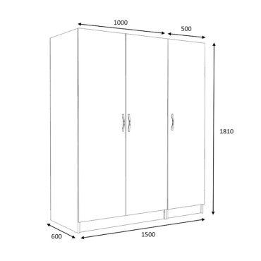 Ντουλάπα ρούχων Victoria Megapap τρίφυλλη χρώμα καρυδί 150x60x181cm 1 τεμ.