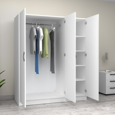 Ντουλάπα ρούχων Victoria Megapap τρίφυλλη χρώμα λευκό 150x60x181cm 1 τεμ.
