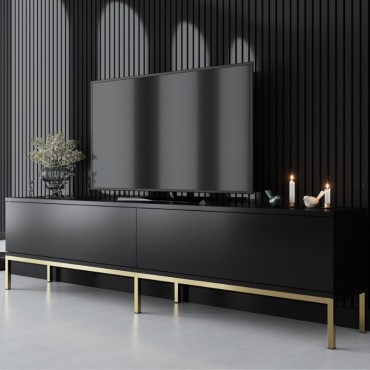 Έπιπλο τηλεόρασης Lord Megapap χρώμα μαύρο - χρυσό 180x30x47cm 1 τεμ.