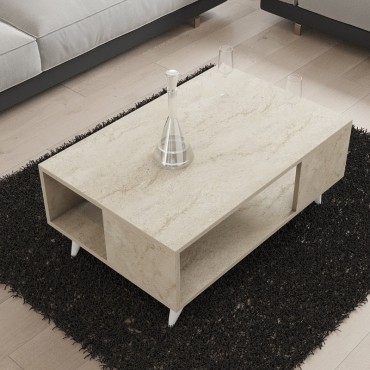 Τραπεζάκι σαλονιού Yuka Megapap χρώμα travertine 90x60x39,5cm 1 τεμ.