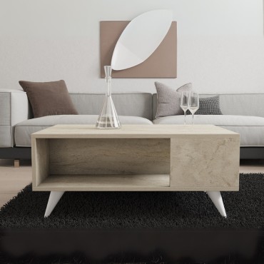 Τραπεζάκι σαλονιού Yuka Megapap χρώμα travertine 90x60x39,5cm 1 τεμ.