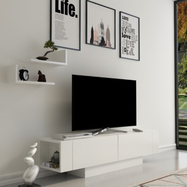 Έπιπλο τηλεόρασης Matera Megapap χρώμα λευκό 150x31,5x41,6cm 1 τεμ.