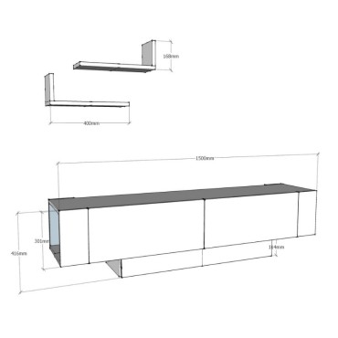 Έπιπλο τηλεόρασης Matera Megapap χρώμα λευκό 150x31,5x41,6cm 1 τεμ.