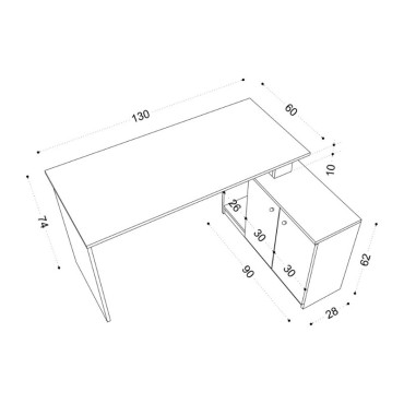 Γραφείο εργασίας Basak Megapap γωνιακό χρώμα λευκό 130x60x74cm 1 τεμ.