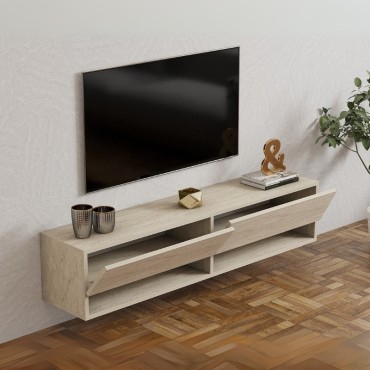 Έπιπλο τηλεόρασης επιτοίχιο Arges Megapap χρώμα travertine 140x29,6x30cm 1 τεμ.