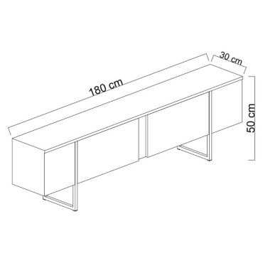 Έπιπλο τηλεόρασης Luxe Megapap χρώμα καρυδί - χρυσό 180x30x50cm 1 τεμ.