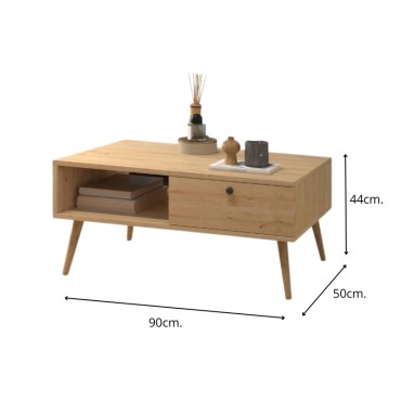 Τραπεζάκι σαλονιού Napoli Megapap χρώμα oak 90x50x44cm 1 τεμ.