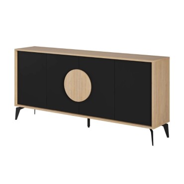 Μπουφές Gora Megapap χρώμα sapphire oak - silky black 180x40x82cm 1 τεμ.
