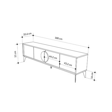 Έπιπλο τηλεόρασης Gora Megapap χρώμα sapphire oak - λευκό 180x35,6x51cm 1 τεμ.