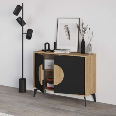 Μπουφές Gora Megapap χρώμα sapphire oak - silky black 110x40x82cm 1 τεμ.