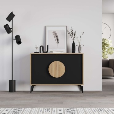Μπουφές Gora Megapap χρώμα sapphire oak - silky black 110x40x82cm 1 τεμ.