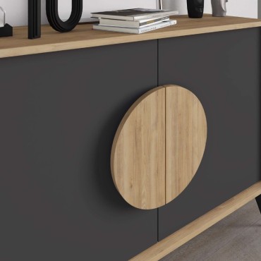 Μπουφές Gora Megapap χρώμα sapphire oak - silky black 110x40x82cm 1 τεμ.