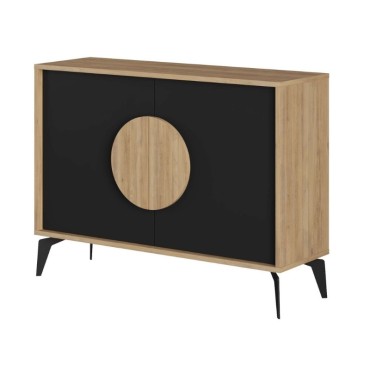 Μπουφές Gora Megapap χρώμα sapphire oak - silky black 110x40x82cm 1 τεμ.