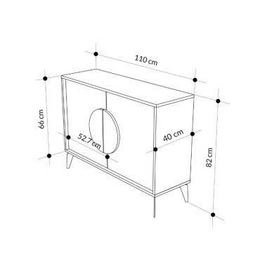 Μπουφές Gora Megapap χρώμα sapphire oak - silky black 110x40x82cm 1 τεμ.