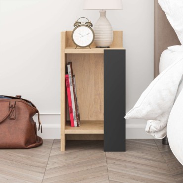 Κομοδίνο Elos Megapap χρώμα saphhire oak - silky black 30x31,7x55cm 1 τεμ.