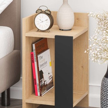 Κομοδίνο Elos Megapap χρώμα saphhire oak - silky black 30x31,7x55cm 1 τεμ.