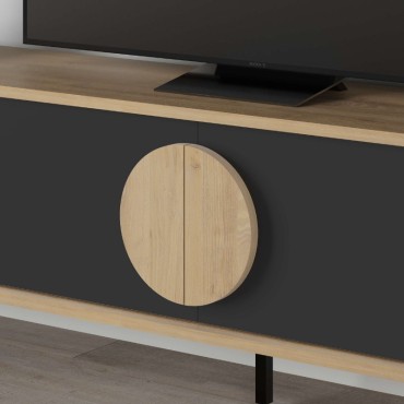 Έπιπλο τηλεόρασης Gora Megapap χρώμα sapphire oak - silky black 180x35,6x51cm 1 τεμ.