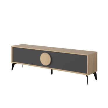 Έπιπλο τηλεόρασης Gora Megapap χρώμα sapphire oak - silky black 180x35,6x51cm 1 τεμ.