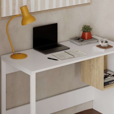 Γραφείο εργασίας Cubo Megapap χρώμα λευκό - sapphire oak 110x50x75cm 1 τεμ.