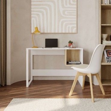 Γραφείο εργασίας Cubo Megapap χρώμα λευκό - sapphire oak 110x50x75cm 1 τεμ.