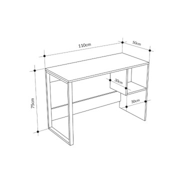 Γραφείο εργασίας Cubo Megapap χρώμα λευκό - sapphire oak 110x50x75cm 1 τεμ.