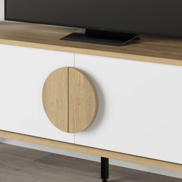 Έπιπλο τηλεόρασης Gora Megapap χρώμα sapphire oak - λευκό 140x35,6x51cm 1 τεμ.