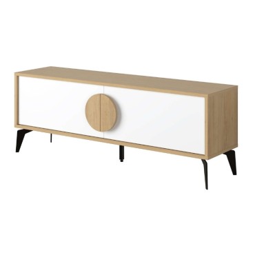 Έπιπλο τηλεόρασης Gora Megapap χρώμα sapphire oak - λευκό 140x35,6x51cm 1 τεμ.