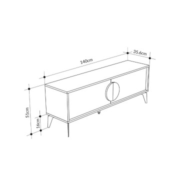 Έπιπλο τηλεόρασης Gora Megapap χρώμα sapphire oak - λευκό 140x35,6x51cm 1 τεμ.