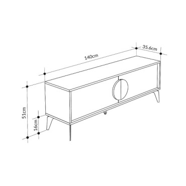 Έπιπλο τηλεόρασης Gora Megapap χρώμα sapphire oak - λευκό 140x35,6x51cm 1 τεμ.