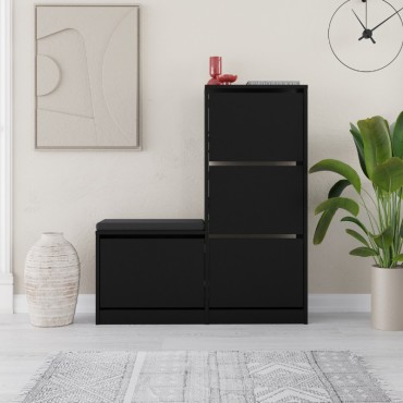 Παπουτσοθήκη μελαμίνης Dude Megapap χρώμα μαύρο 104,8x26x118,5cm