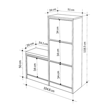 Παπουτσοθήκη μελαμίνης Dude Megapap χρώμα μαύρο 104,8x26x118,5cm