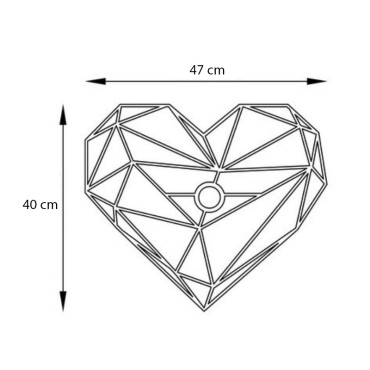 Απλίκα τοίχου Heart Megapap E27 MDF χρώμα μαύρο 47x12x40εκ.