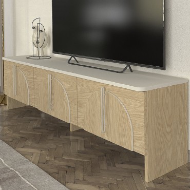 Έπιπλο τηλεόρασης Rebel Megapap χρώμα rota oak - sandstone 150x35x45cm 1 τεμ.