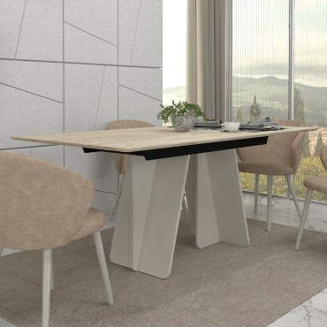 Τραπέζι Sevilla Megapap χρώμα sandstone - travertine 180x90x75cm 1 τεμ.