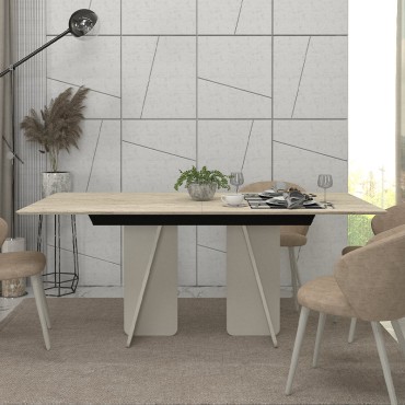 Τραπέζι Sevilla Megapap χρώμα sandstone - travertine 180x90x75cm 1 τεμ.