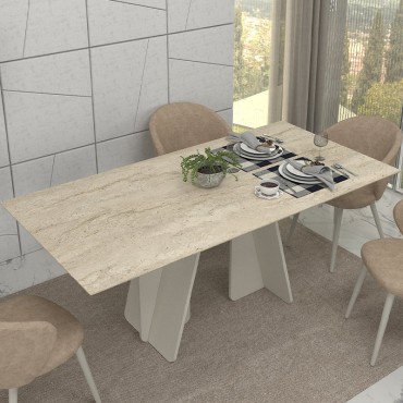 Τραπέζι Sevilla Megapap χρώμα sandstone - travertine 180x90x75cm 1 τεμ.